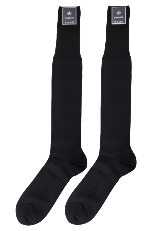 Calze Lunghe Uomo Timonier - Nero Tinta Unita - Cotone Karnak 100% Egiziano