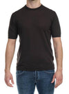 ALPHA STUDIO Alpha Studio - Giro Mezza Manica Cotton Crepe AU4020CS 1027 CAFFE da uomo