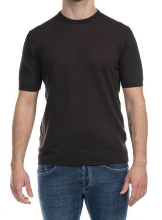 ALPHA STUDIO Alpha Studio - Giro Mezza Manica Cotton Crepe AU4020CS 1027 CAFFE da uomo