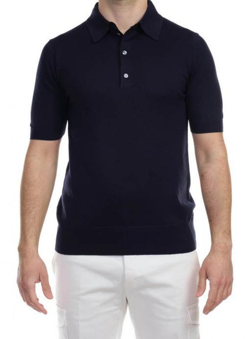 Hosio - Polo In Seta E Cotone 110M11/40 BLU da uomo