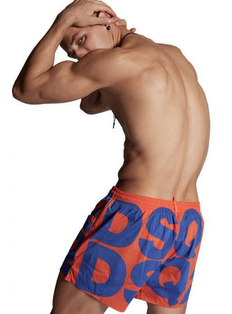 DSQUARED2 Dsquared2 - Dsq2 Swim Trunks; Arancio Logo Viola D7B643840 858 ARA da uomo