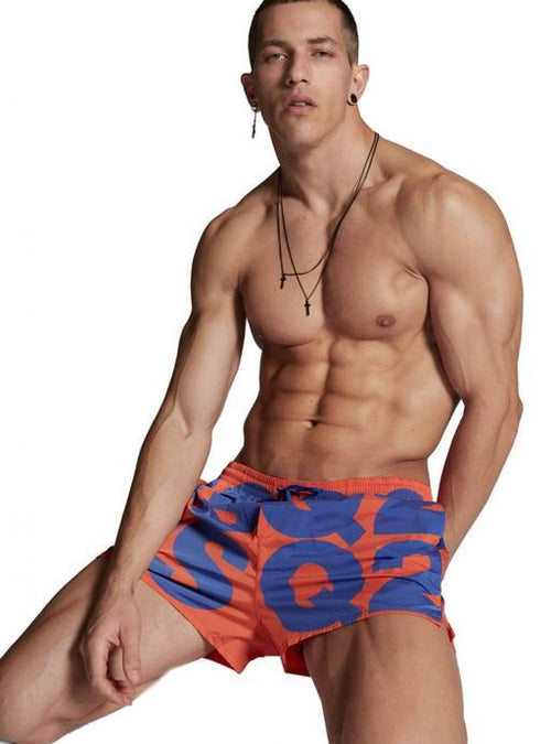 DSQUARED2 Dsquared2 - Dsq2 Swim Trunks; Arancio Logo Viola D7B643840 858 ARA da uomo