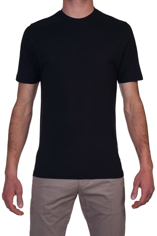 ALPHA STUDIO Alpha Studio - Giro Mezza Manica Cotton Crepe AU6020C 3024 NERO da uomo