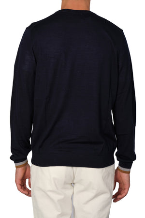 SUN68 Sun68 - Round Stripes Rasata Doppio Bordo Manica K42120 07 NAVY da uomo
