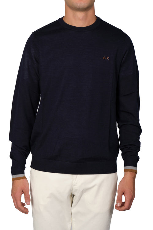 SUN68 Sun68 - Round Stripes Rasata Doppio Bordo Manica K42120 07 NAVY da uomo