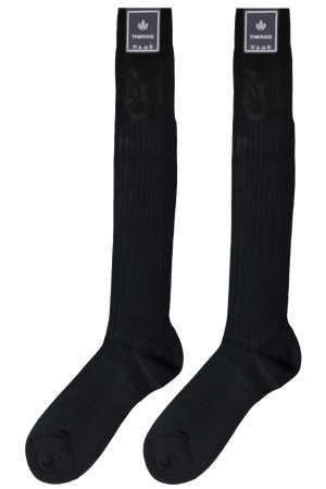Calze Lunghe Uomo Timonier - A Coste Nero Tinta Unita - Cotone Karnak 100% Egiziano