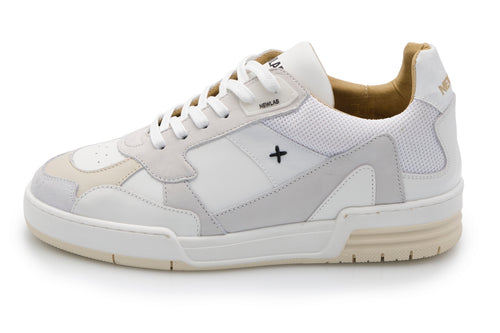 NEWLAB Newlab - Sneaker In White Leather And White Nubuck BASKET/I01 WHITE da uomo