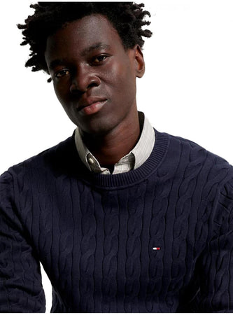 Tommy Hilfiger - Pullover Classics Relaxed Fit In Maglia Trecce MW0MW33132 DW5 da uomo