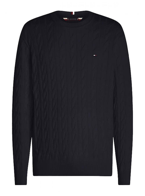 Tommy Hilfiger - Pullover Classics Relaxed Fit In Maglia Trecce MW0MW33132 DW5 da uomo