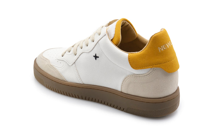 NEWLAB Newlab - Sneaker In White Appleskin/camelorange Microfiber NL11/J03 WHITE/CAMEL da uomo
