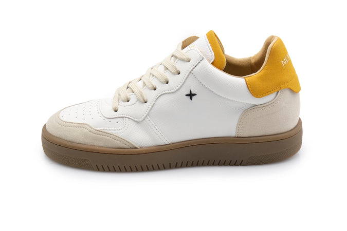 NEWLAB Newlab - Sneaker In White Appleskin/camelorange Microfiber NL11/J03 WHITE/CAMEL da uomo