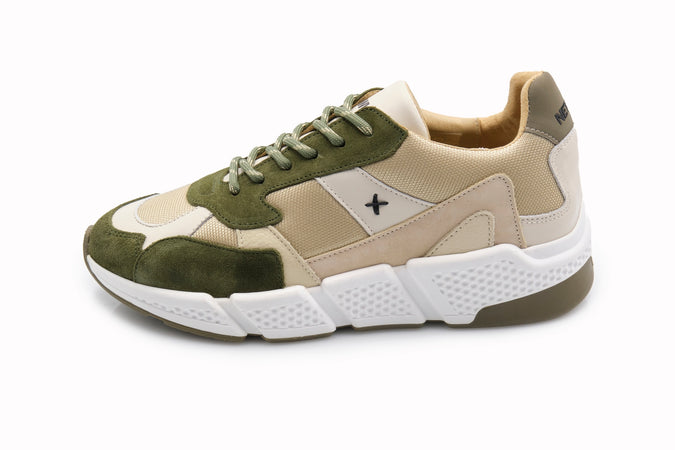 NEWLAB Newlab - Sneaker In White And Brown Appleskin RACERJI01 BEIGE/KHA da uomo