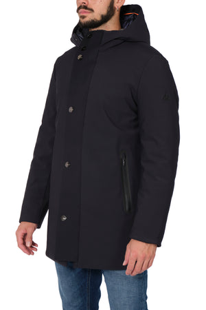 HESKIMO Heskimo - Lungo Con Capp. Softshell Bonded Bottoni In Metallo HE544015 BLU da uomo