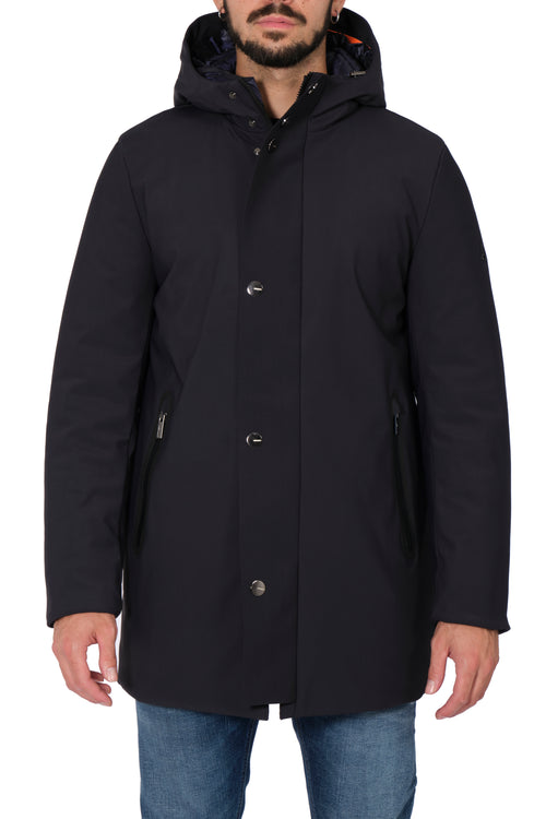 HESKIMO Heskimo - Lungo Con Capp. Softshell Bonded Bottoni In Metallo HE544015 BLU da uomo