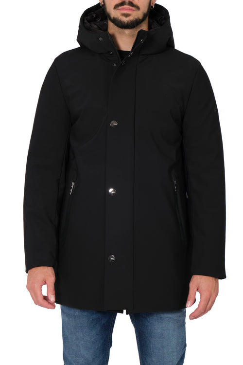 HESKIMO Heskimo - Lungo Con Capp. Softshell Bonded Bottoni In Metallo HE544015 NERO da uomo
