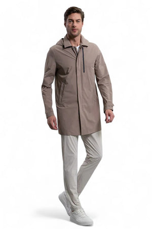 DUNO Duno - Trench In Tessuto 3-layer Bi-stretch Con Capp. Collo A Camicia STORM UDINE 119BEIGE da uomo
