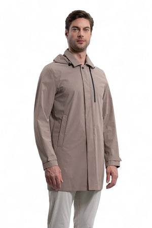 DUNO Duno - Trench In Tessuto 3-layer Bi-stretch Con Capp. Collo A Camicia STORM UDINE 119BEIGE da uomo