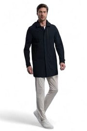 DUNO Duno - Trench In Tessuto 3-layer Bi-stretch Con Capp. Collo A Camicia STORM UDINE 845BLU da uomo