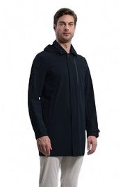 DUNO Duno - Trench In Tessuto 3-layer Bi-stretch Con Capp. Collo A Camicia STORM UDINE 845BLU da uomo