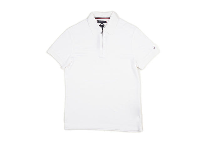 Tommy Hilfiger - Polo Mm Mezza Zip Slim Cotone MW0MW34746 YBR BCO da uomo