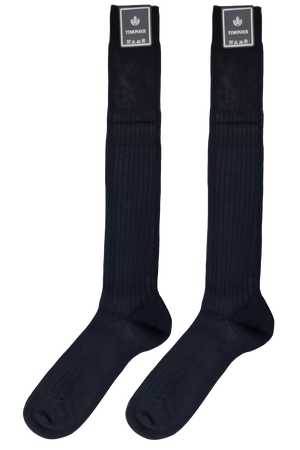 Calze Lunghe Uomo Timonier - A Coste Blu Tinta Unita - Cotone Karnak 100% Egiziano