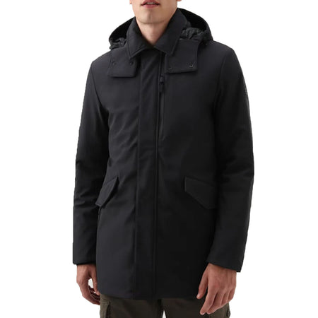Woolrich - Ut2735 Barrow Mac Soft Coat 100 Nero WOOU0501MR da uomo