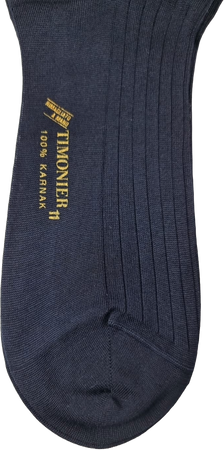 Calze Lunghe Uomo Timonier - A Coste Blu Tinta Unita - Cotone Karnak 100% Egiziano