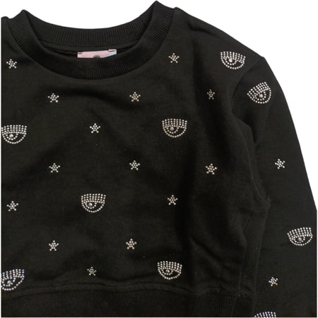 CHIARA FERRAGNI Chiara Ferragni - Felpa Nera 0050 Logomania 59A606 1005 da bambino