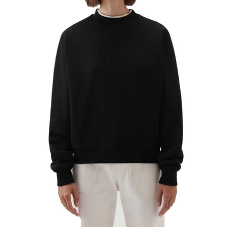 Woolrich - Ut3164 Logo Fleece Sweat. 100 Black WWSW0088FR da donna