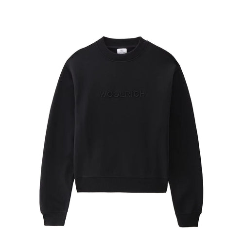 Woolrich - Ut3164 Logo Fleece Sweat. 100 Black WWSW0088FR da donna