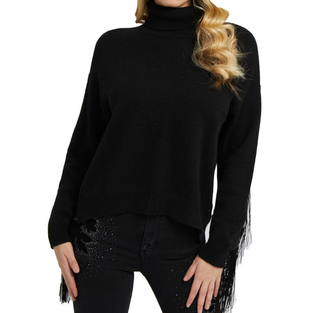 GUESS Guess - Leonie Roll Neck Ls Sweater Jblk Jet Black A996 W2BR32 Z2WX0 da donna