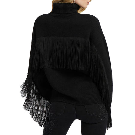 GUESS Guess - Leonie Roll Neck Ls Sweater Jblk Jet Black A996 W2BR32 Z2WX0 da donna
