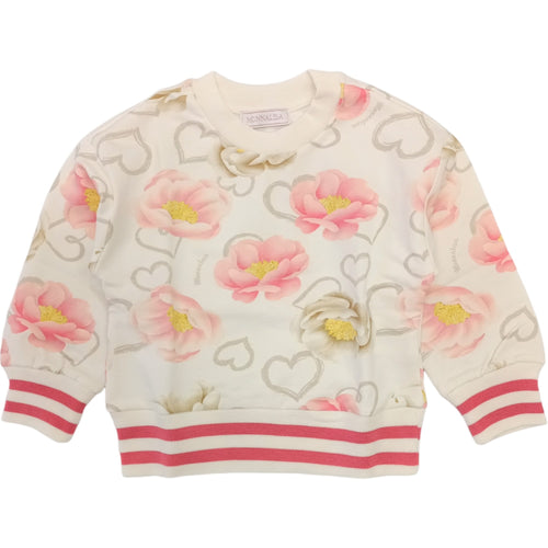 MONNALISA Monnalisa - Felpa Panna Fiori 0002 St. Anemoni 19B601 2018 da bambino