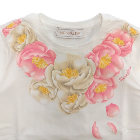 MONNALISA Monnalisa - T-shirt 001 Panna St.collana Fiori 11B606 2201 da bambino