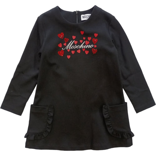 moschino Moschino - Abito Nero Cuori Rossi 60100 MDV0AM LJA00 da bambino