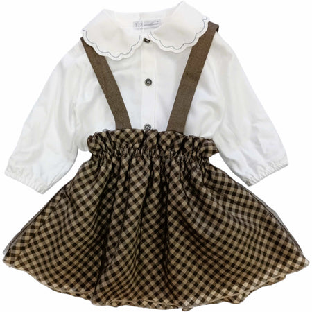 BARCELLINO Barcellino - Completo 2 Pz. Camicia+gonna Quadretti Marroni 105309 da bambino