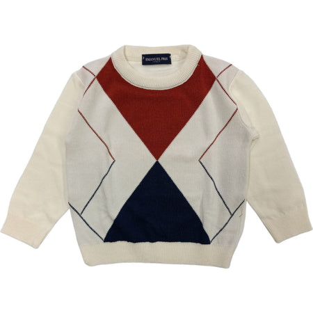 EMANUEL PRIS Emanuel Pris - Maglione Panna/rombi Paricollo EMG7039PCN da bambino