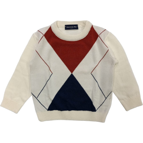 EMANUEL PRIS Emanuel Pris - Maglione Panna/rombi Paricollo EMG7039PCN da bambino