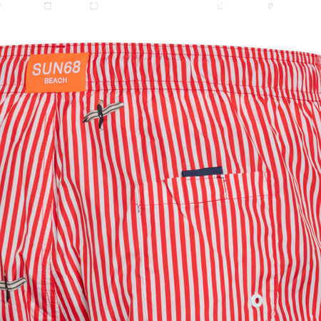 SUN68 BEACH Sun68 Beach - Swim Pant Stripes F. 0130 Bianco Rosso F. H33120 da uomo