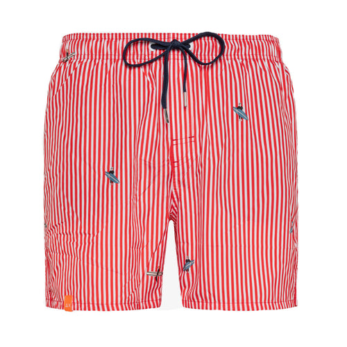 SUN68 BEACH Sun68 Beach - Swim Pant Stripes F. 0130 Bianco Rosso F. H33120 da uomo