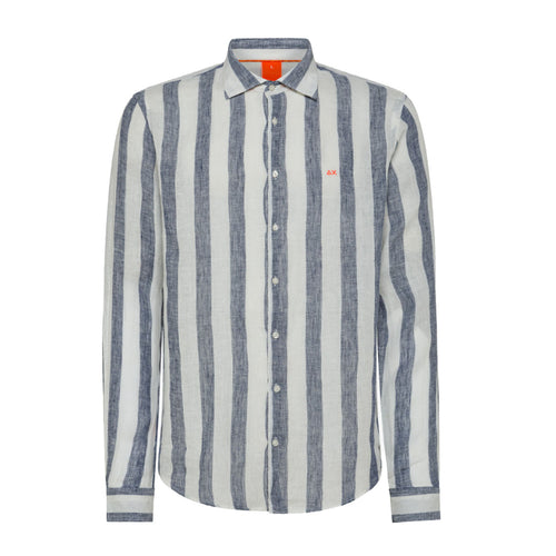 SUN68 BEACH Sun68 Beach - Shirt Fancy Stripe 0701 Navy/bianco S33123 da uomo