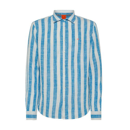 SUN68 BEACH Sun68 Beach - Shirt Fancy Stripe 1301 Turchese/bianco S33123 da uomo
