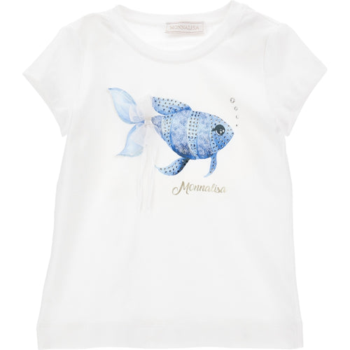 MONNALISA Monnalisa - T-shirt Bianca 0099 Pesciolini 19C616 3011 da bambino