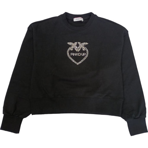 Pinko - Felpa Nera Logo Argento S4PIJGSW057 da bambino