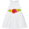 MAYORAL Mayoral - Vestito 014 Bianco Cinta Fiori 3959 da bambino