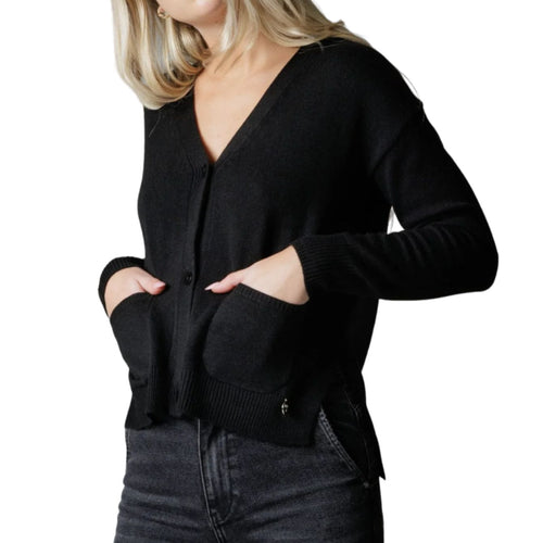 WHITE WISE White Wise - Cardigan Corto In Merinos Nero 18052 da donna