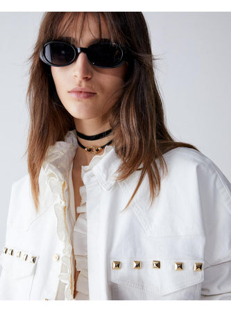 SHAFT Shaft - Camicia Borchie Over Panna BI1D5MT0800 da donna