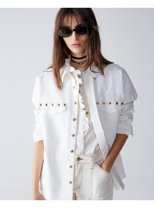 SHAFT Shaft - Camicia Borchie Over Panna BI1D5MT0800 da donna
