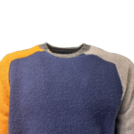 BOB Bob - Maglia Girocollo Lana Color Block Beige A24NASH da uomo