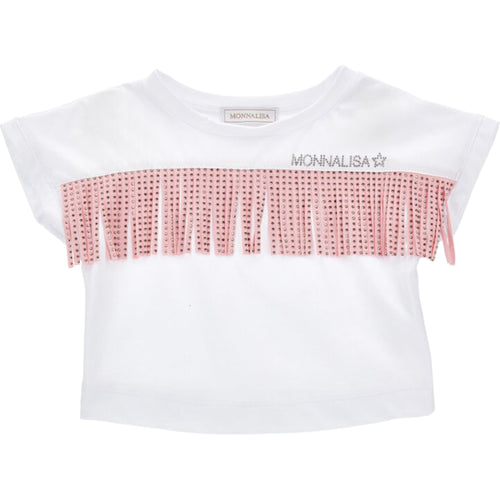 MONNALISA Monnalisa - T-shirt Frange Bia/rosa 11C604 3206 da bambino